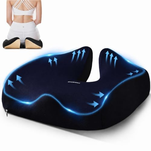 Sittdyna, ortopedisk, svanskoskudde av minnesskum, ergonomisk sittdyna för diskbråck, halkfri, kontorsstol för rullstol, bil, soffa och spelstol (Celadongrön)