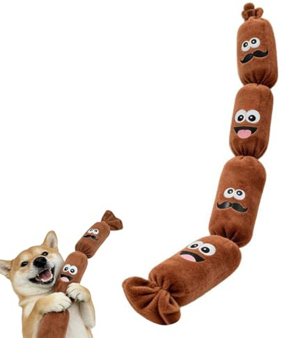 Squeaky Dog Toy, Realistic Sausage Shape Plush Toy
