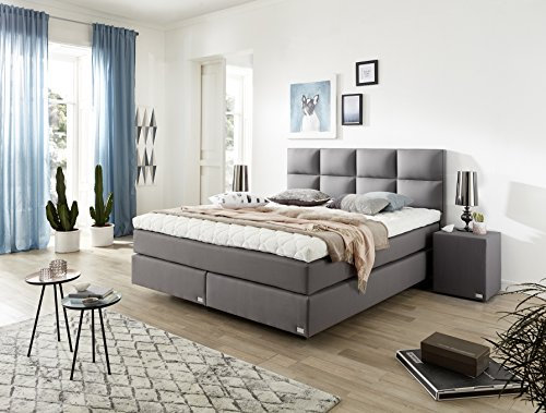 WELCON Boxspringbett Rockstar in Schwebeoptik und über 50 Farben 180x200 Taschenfederkernmatratze mit über 1000 Federn 9cm Topper H1 H2 H3 H4 H5 (beliebig kombinierbar)