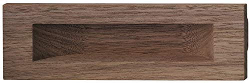 GedoTec Einlass-Muschelgriff eckig Möbelgriff Holz natur - Griffmuschel aus Nussbaum - Modell H2053 | Länge 160 mm | Möbelbeschläge