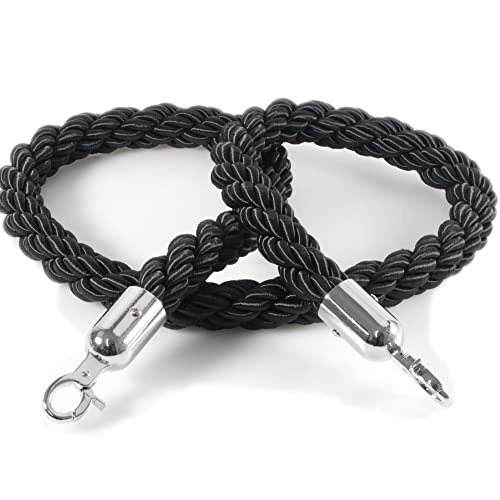 Kerafactum Rep, stängningsband, rep med karbinhake, krok, avstängningsrep, rep för avstängning, extra tjockt stängningsrep, lämplig som dekoration, ledstång eller ledstång Ø 32 mm, 150 cm, svart,