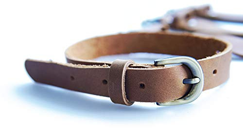 Jeereal Genuine Leather Stirrup Straps (4 Pack) with Metal Buckle Adjustable Length (Bourbon Brown)