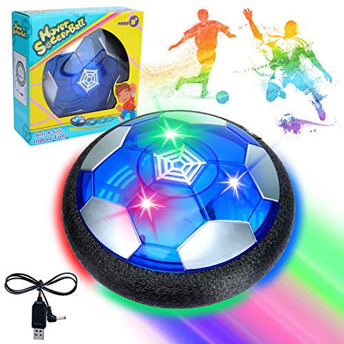 Sinwind Air Power Football, Jouet Enfant Ballon avec LED Lumière Hover Soccer Ball, Jeux de Foot Interieur Exterieur Cadeau d'anniversaire Noël pour Garçons Filles