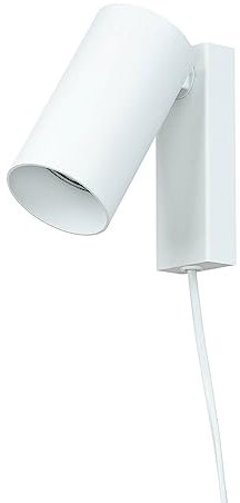 Licht-Erlebnisse Wandleuchte Innen mit Kabel, Weiß, Metall, Wandlampe schwenkbar, Leselampe Wand, GU10, mit Schalter, Wohnzimmer, Schlafzimmer, Flur, Spot, Strahler