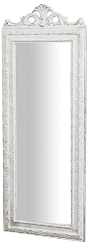 Biscottini Specchio camera da letto 91x34x5 cm Made in Italy | Specchio shabby bianco anticato | Specchiera bagno a muro | Specchio da parete