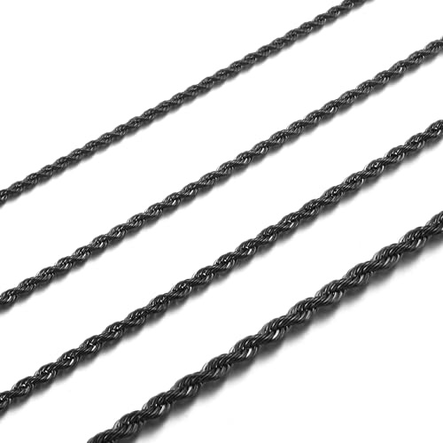 RWQIAN Repkedja män kedja silver/guld/svart rostfritt stål tvinnad kedja bredd 2/2,5/3/4 mm dam halsband längd 45–70 cm, 50 cm, Rostfritt stål