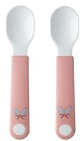 Mepal – Self-feeding Spoon Mepal Mio – Baby Practice Spoon – Baby Utensil for Independent Eating – Dishwasher safe & BPA-free – Set of 2 - Flowers & Butterflies