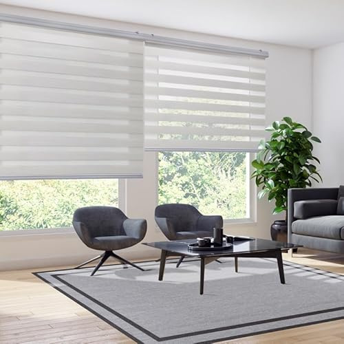 STOR PLANET | Estores Noche y Día Platinum, Estores Enrollables Premium, Acabados en Aluminio, Estores Cocina, Salón, Dormitorio. Persianas enrollables de Máxima Calidad y Doble Tela | Lino 140x250cm