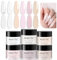 Aokitec Acrylic Powder Set - 6 Colours Clear Pink Nude White Acrylic Nail Powder for Nail Extensions 3D Nail Carving Nail Art, Nail Powder for Acrylic Nails French Manicure Salon Home DIY