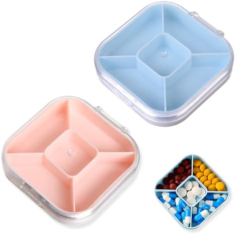 GXGM Porta Pillole, Portapillole a 5 Scomparti Portapastiglie Giornaliero Organizer Medicine Porta Pastiglie Pillole Medicinali Vitamine Integratori Anziani, 2 pezzo