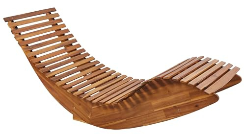 Beliani Tumbona Mecedora de Exterior para Patio de Madera de Acacia Natural Brescia II