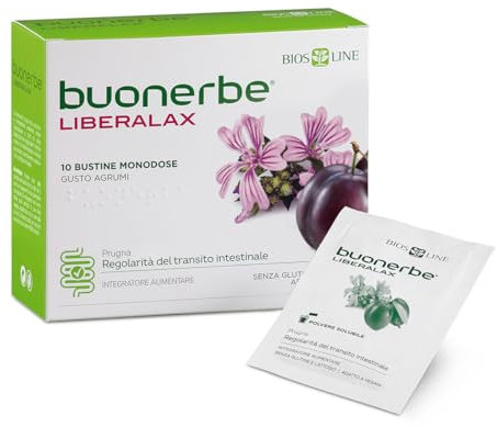 BIOS LINE Buonerbe LiberaLax, Integratore Alimentare per il Intestino Pigro, Ripristina il Fisiologico Transito Intestinale, 10 Bustine x 5g Gusto Agrumi