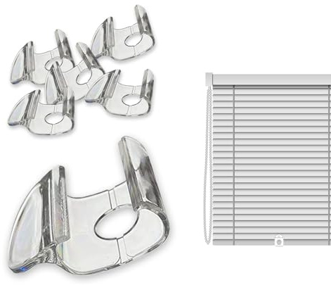 NIIIYTYB 6 Pcs Cordless Shade Handle Pull for Windows Graber Window Shades Pulls Blinds Clips Roller Blind Cord Clip with Mini Bottom Rail End Cap Plastic Handles Accessories Stopper Adjuster Parts