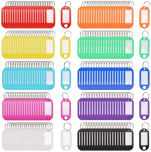 UNGFEI 400 st 4,7 x 2 cm nyckeltaggar med etiketter, plastnyckelbrickor för bagage, kontor, köpcentrum