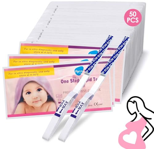 50 xTest Gravidanza 10 miu/ml, Pregnancy Test, Risultato Rapido, Adatti per Uso Domestico
