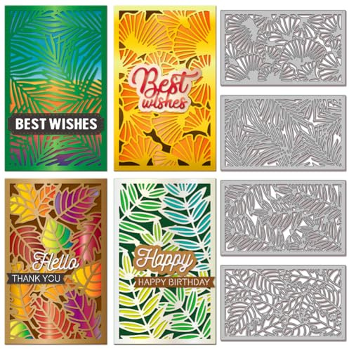 GLOBLELAND Leaves Background Cutting Dies for DIY Scrapbooking Metal Leaves Frame Cut Dies Tropical Leaves Die Cuts for Card Making Embossing Photo Album Craft Decor