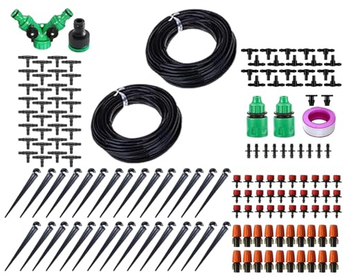 droppbevattning, trädgårdsbevattningssats | Gräsmatta sprinkler kit | Smart 98ft bevattning för uteplats underhåll