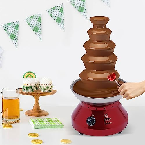 Chokladfontän 230 W 5-stegs chokladfondue elektrisk rostfritt stål 3 000 ml, 30–110 °C för buffé, fest, bröllop och födelsedag