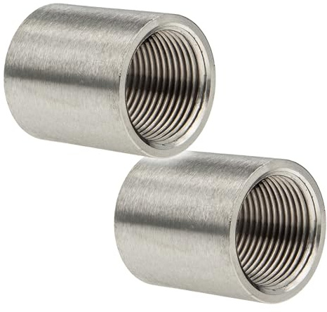 tecuro Lot de 2 manchons de soudure - Manchons filetés en acier inoxydable V4A (AISI 316), IG - 1/2