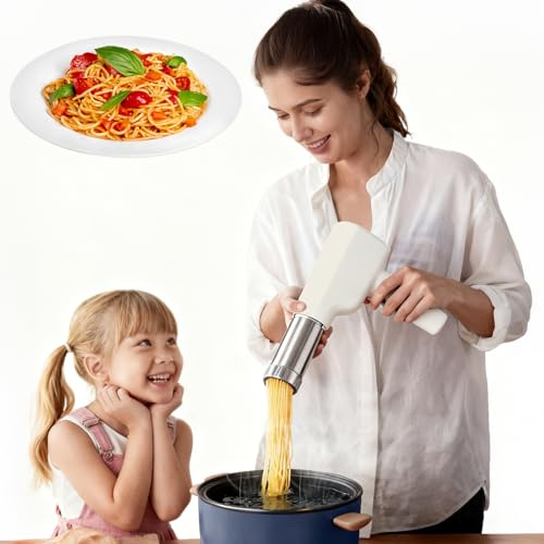 Silencomfort Machine à Pâtes électrique Portable, Laminoir a Pate Italienne 40W, Presse à Pâtes et à Glace sans Fil avec 5 Moules pour les Sorties en Famille, les Voyages et les Pique-Niques