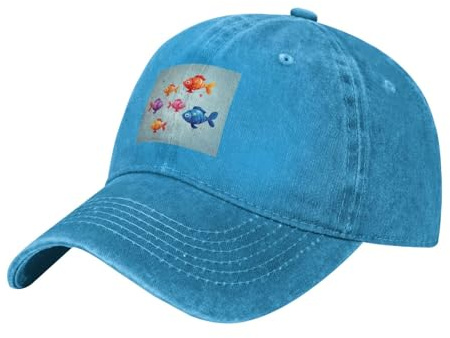 Black Baseball Cap YYHWHJDE Fish Shaped Balloons Picture Cotton Classic Hat for Men and Women, Lightweight and Breathable, Blue, One Size
