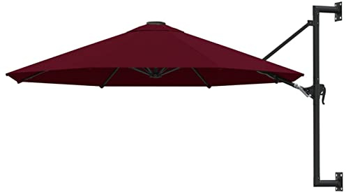 IROEJT Garden Parasols Outdoor Umbrellas Parasols Garden Sun Shades Umbrella Wall-Mounted Parasol With Metal Pole 300 Cm Burgundy Outdoor Parasols
