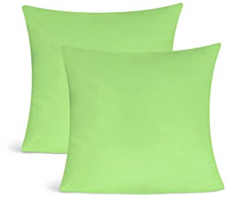 leevitex Jersey Kissenbezug 40 x 40 cm | 100% Baumwolle | 2er Set | 170 g/m² | Öko-Tex | Apfelgrün/Hellgrün