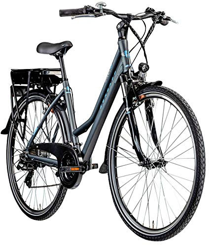 ZÜNDAPP E-Bike Trekking 700c Green 7.7 Pedelec Trekkingrad Damen 28 Zoll Touren (grau/blau, 48 cm)