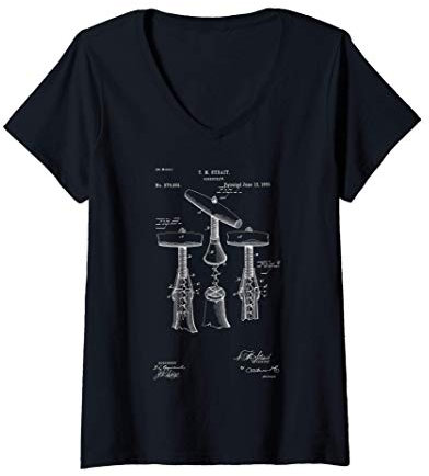 Femme Brevet de tire-bouchon pour les amateurs de vin T-Shirt avec Col en V