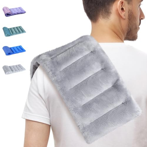 SuzziPad Microwavable Heating Pads for Neck and Shoulder Back Discomfort, 7x16 inches Fatigue Soothing Heated Pad Microwave, Moist Hot Packs, Unscented Heat Pack for Aches, Sore Muscle, Gray