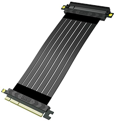 Akasa RISER BLACK X2 Mark IV | PCIe 4.0 x16 Riser Kabel | PCIe Verlängerungskabel | GPU Riser Kabel | EMI-Abschirmung | 200 mm | für Gaming PC und Computer Modding | AK-CBPE03-20B
