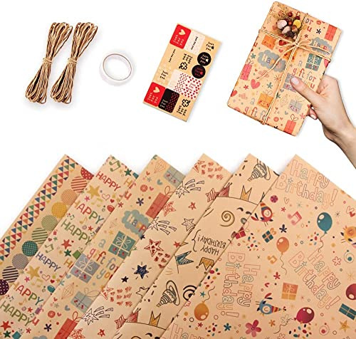 Gift Wrapping Paper - Birthday Wrapping Paper Set Included 10 Pack Eco Friendly Recyclable Premium Gift Wrap Perfect for Wedding Party or Festive Decorations