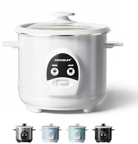 MOOSUM Arrocera y Control de Un Solo Botón, 0.6L - 3CUP, Para 1-3 Personas, Preparación Rápida Sin Quemar - Con Función para Mantener Caliente Incluye Cuchara y Taza Medidora
