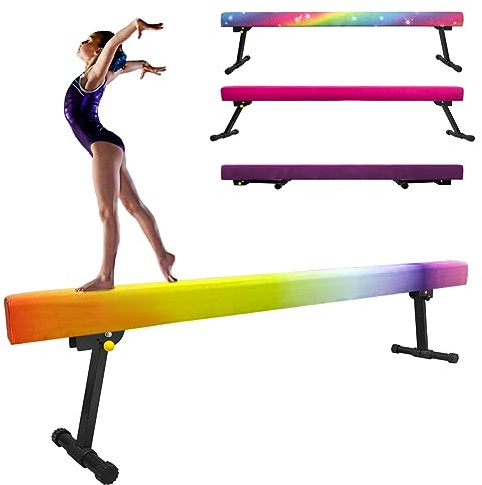 86 York 6ft/8ft Gymnastics Balance Beam, High and Low Floor Beam Gymnastics Equipment for Kids/Adults,Gymnastics Beam for Training,Physical Therapy and Professional Home Training with Legs