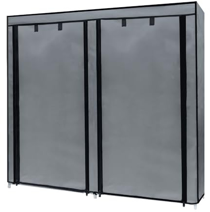 INTIRILIFE Armario Plegable 120x30x110 cm en Gris Ceniza - con Cremallera Aparador con 12 Compartimentos - Armario Camping