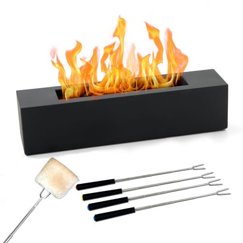 BRIAN & DANY Tischkamin Bio Ethanol Kamin Tischfeuer mit Löschhilfe für Outdoor Indoor, Schwarz, 38x 8.5X 8.5 cm