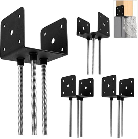 Wpbhk 4PCS Concrete Post Anchor U Shape Fence Post Holder 4x 4 Post Base Spike for Concrete, Fence Post Anchor Ground Spike Concrete Post Mounting Bracket (4x4, u Shape Fence Post Bracket)