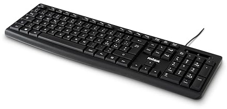 Nilox NXKBIT000013 Tastiera USB, Leggera e Compatta con Layout Italiano, Anti-usura, Cavo 1,5 metri, Tastiera Nera Compatibile con Windows, Linux e Mac