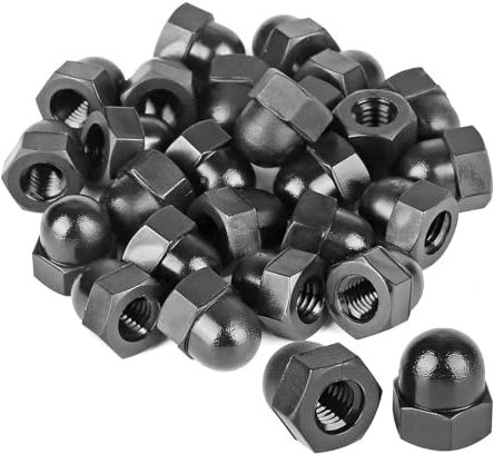 ROSYLEVE 60 Stück Hutmuttern M8 Schwarz Hutmuttern für Schrauben,Sechskant-Hutmuttern Kohlenstoffstahl Wird zur Befestigung von Auto-, Fahrrad- oder Straßenlaternenständern verwendet