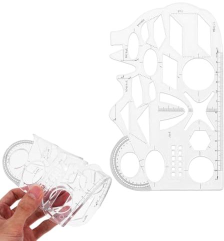 UEAVOID Multifunzionale Geometrico Righello,Modello di Disegno in Plastica Flessibile,Geometric Drawing Template Misura Righello Strumento Di Misurazione Curva Righello Per Scuola e Ufficio