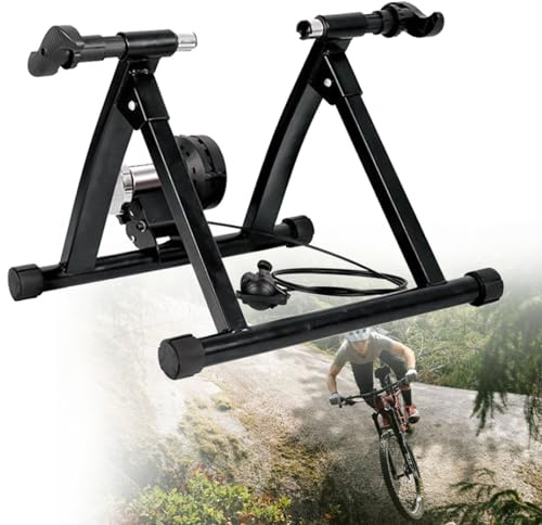 lwjunmm Rullo Trainer Pieghevole Bicicletta 6 velocità,Cerchi da 26-29,Rullo per Allenamento in Bicicletta,Supporto Magnetico per Esercizi in Bicicletta