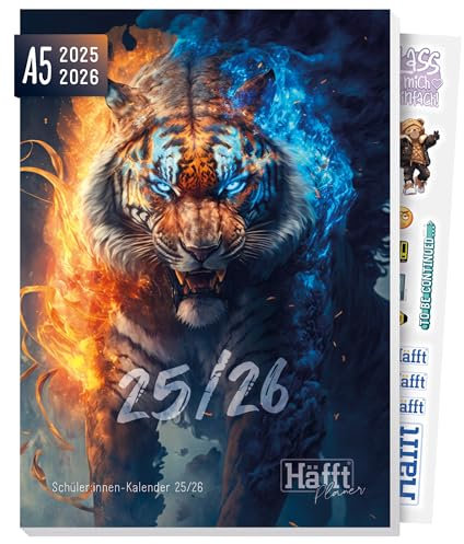 Häfft® Planer 2025/2026 A5 - Softcover Schülerkalender, Schülerplaner, Hausaufgabenheft, Schulplaner Wild Tiger - nachhaltig & klimafreundlich