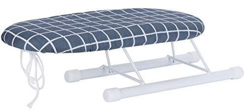 Mini Ironing Board Suitable for Home Travel Use, Ironing Board with Foldable Arm Collar And Cuff (dark blue plaid)