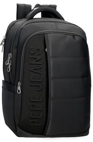 Pepe Jeans Ancor Rucksack für Laptop, 39,6 cm (15,6 Zoll), Schwarz, 30 x 42 x 14,5 cm, Polyester, 18,27 l, Schwarz, Talla única, Laptop-Rucksack