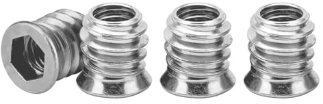 Drenky M6x10mm Tuerca de Inserción Plata 40 Piezas Insertos Tuerca Zinc para Madera, Inserción Roscadas y Tuercas de Insertar para Muebles de Madera Profesionales