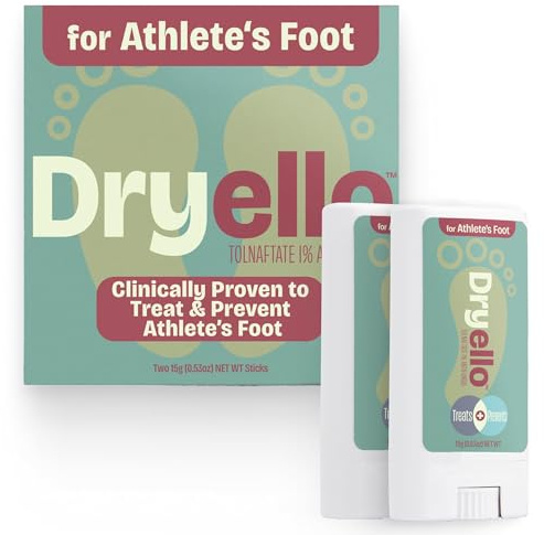 Dryello Athlete’s Foot Treatment Stick for Athlete’s Foot, Tolnaftate 1%, Easy Glide-On No Mess Application – 2 Sticks Complete Treatment
