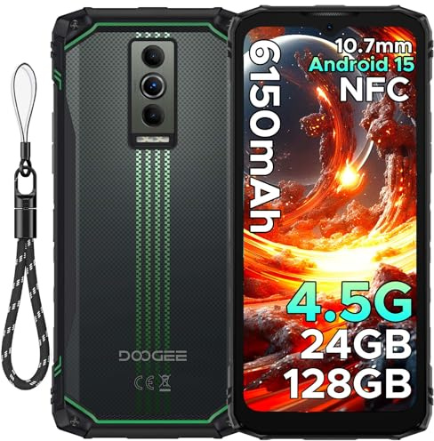 DOOGEE Blade10 Energy 4.5G Smartphone Incassable,Android 15 24GB RAM+128GB ROM/2TB,Telephone Portable Incassable 10.7mm 6.56 HD 90Hz Écran,Batterie 6150mAh,16MP Caméra,NFC/Widevine L1/Face Unlock