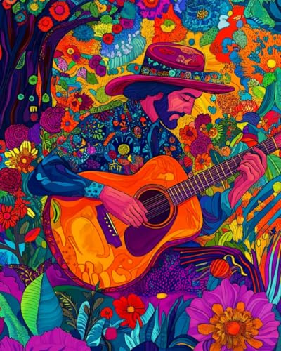 WANMIU Peinture par Numero Adulte DIY Peinture à l'huile Numéros Homme jouant de la guitare-2 Toile Paint by Numbers Peindre par Nombre Kits sans Cadre 40x50cm