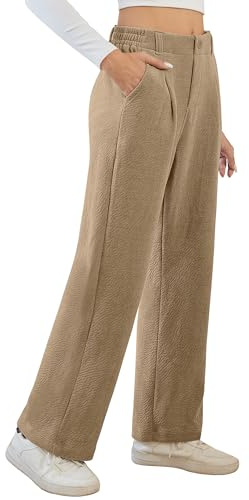 Desol Pantaloni da donna eleganti e caldi, in tessuto a coste, per autunno, inverno, con tasche, a vita alta, imbottiti, da donna, Imitazione Corduroy-kaki, M