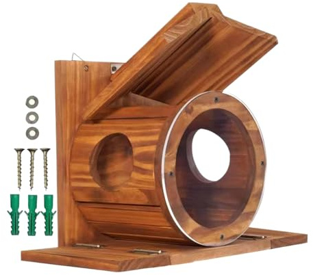 Mangiatoi per scoiattoli in legno per esterni - Casa di alimentazione per scoiattoli con fori di ventilazione | scatola impermeabile per noci mais fieno mangime animale giardino recinzione albero